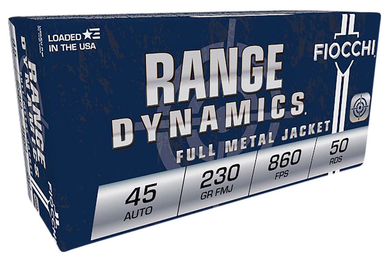 Fiocchi 45A500 Range Dynamics 45ACP 230gr Full Metal Jacket 50 Per Box/10 Case Centerfire, Handgun Ammunition