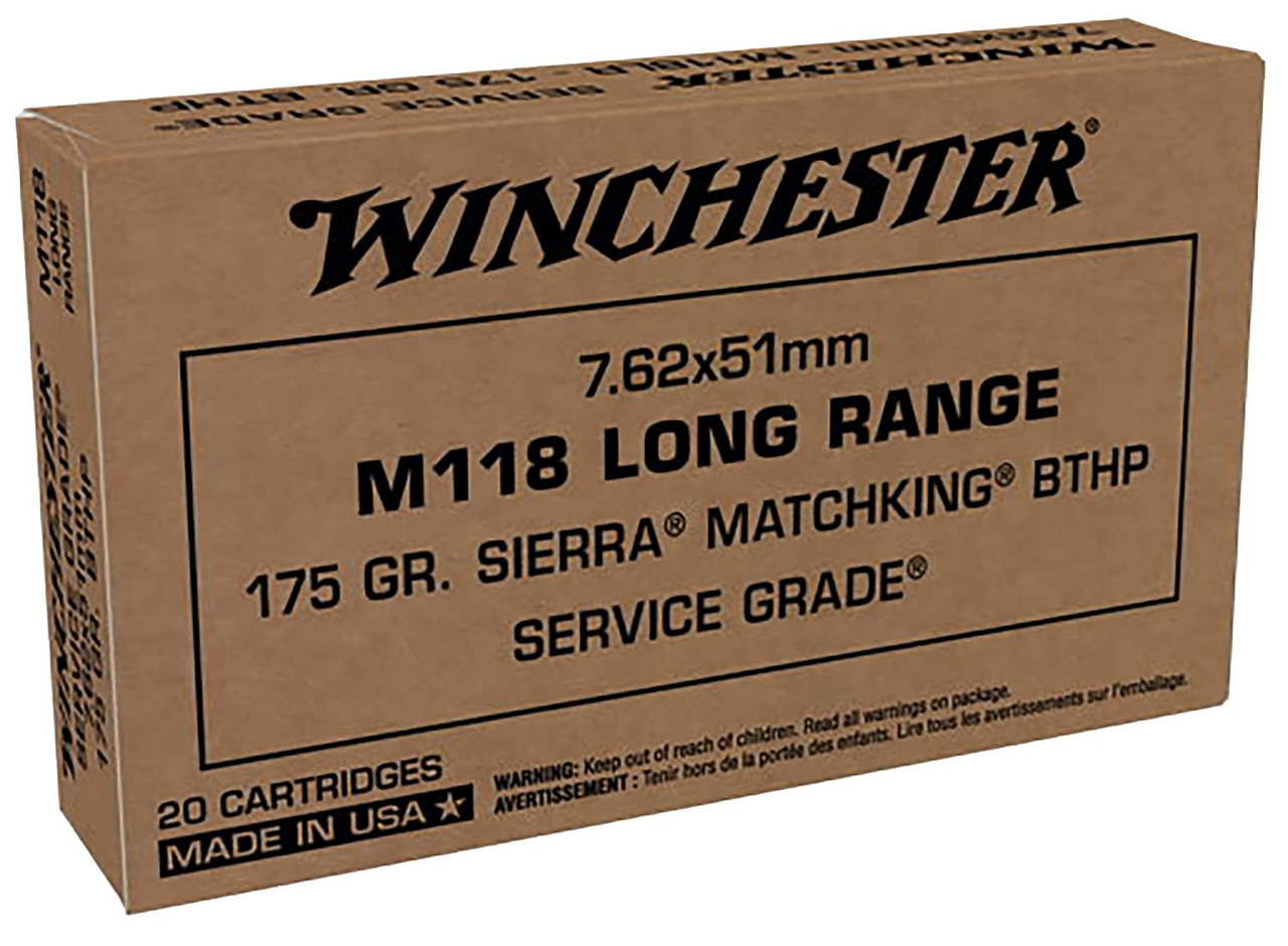 Winchester Ammo SGM118LRW Sierra 7.62x51mm NATO 175 gr Sierra MatchKing Hollow Point Boat-Tail 20 Bx/ 25 Cs