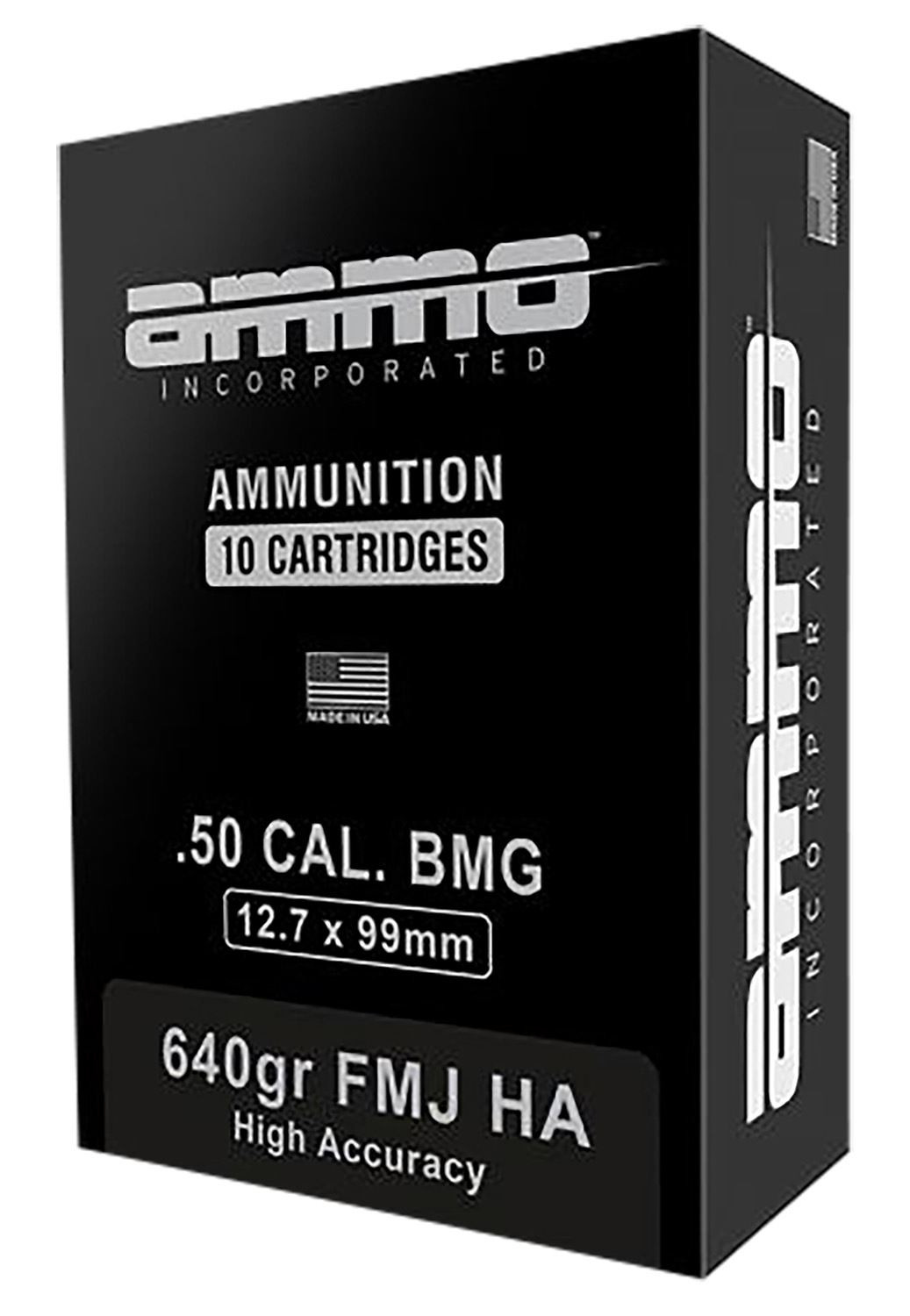 Ammo Inc 50BMG640HAA10 Signature 50Cal 640gr Full Metal Jacket 10 Per Box/5 Case, Centerfire Rifle Ammo