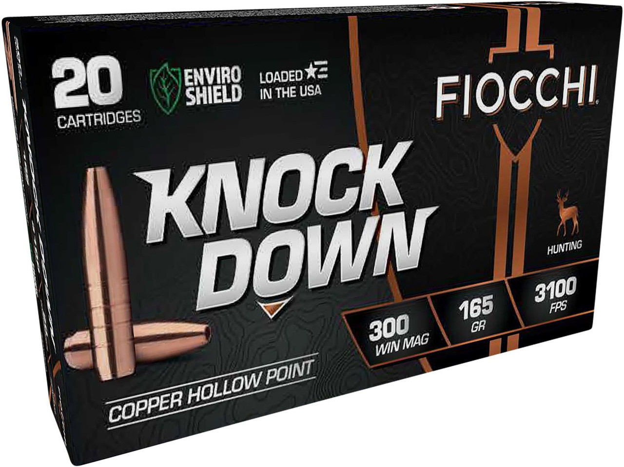 Fiocchi 300WMCHA Knock Down Enviro Shield 300WinMag 165gr Hollow Point 20 Per Box/10 Case, Centerfire Rifle Ammo