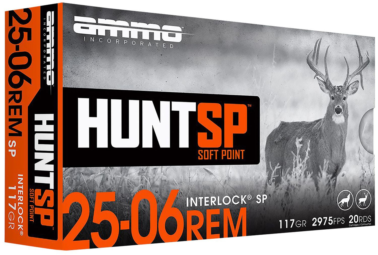 Ammo Inc 2506117SPA20 Hunt 25-06Rem 117gr Soft Point 20 Per Box/10 Case, Centerfire Rifle Ammo