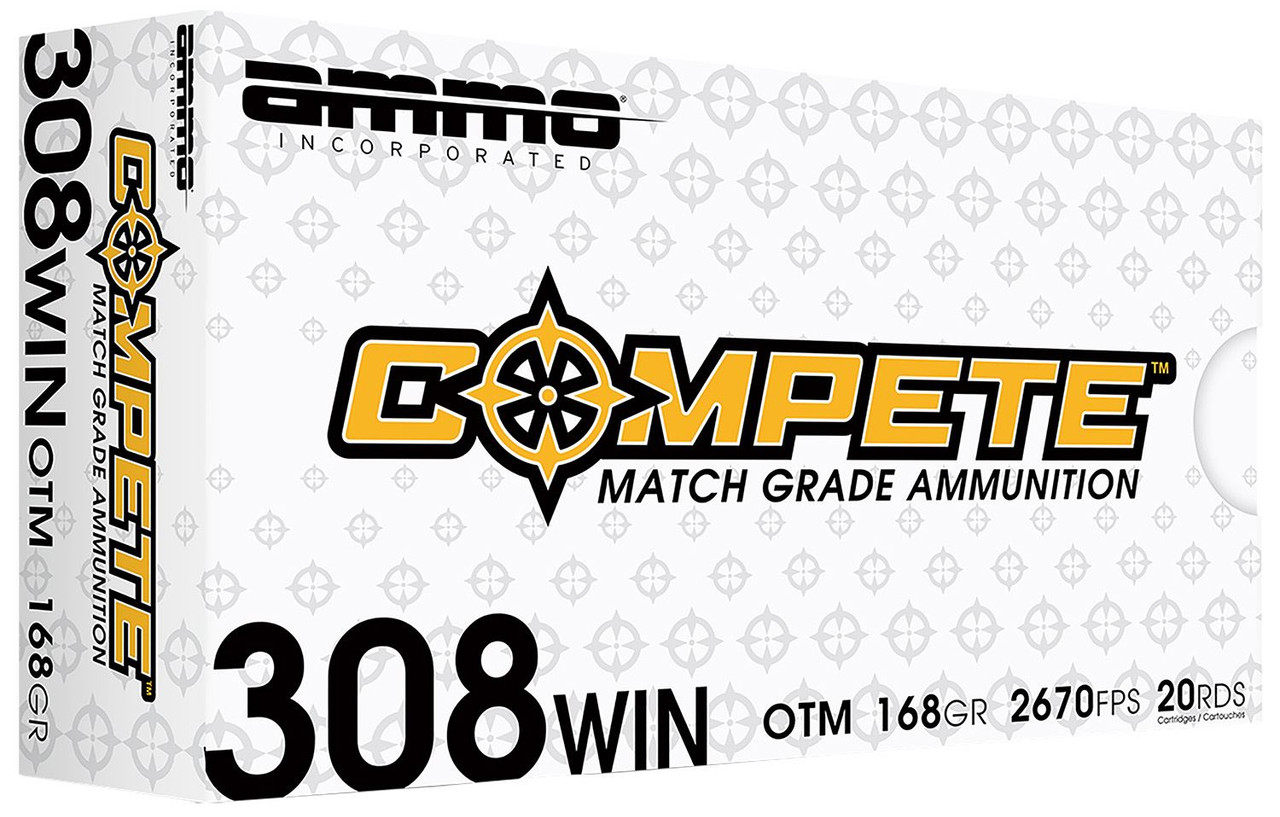Ammo Inc 308168BTHPA20 Compete 308Win 168gr Boat Tail Hollow Point 20 Per Box/10 Case, Centerfire Rifle Ammo