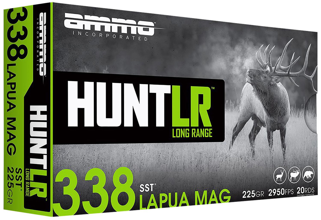 Ammo Inc 338LM225STA20 Hunt Long Range 338Lapua Mag 225gr Super Shock Tip 20 Per Box/10 Case, Centerfire Rifle Ammo