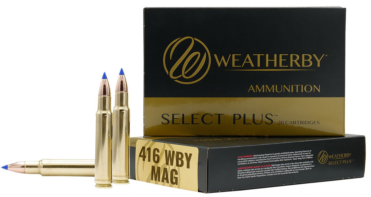 Weatherby H416400RN Select Plus 416WthbyMag 400gr Soft Point Round Nose 20 Per Box/10 Case Centerfire, Rifle Ammunition