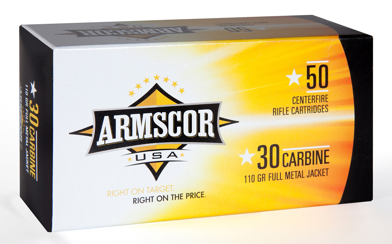 Armscor 50101PH Rifle Ammo 30 Carbine 30 M1 Carbine 110 gr Full Metal Jacket (FMJ) 50 Bx/ 20 Cs