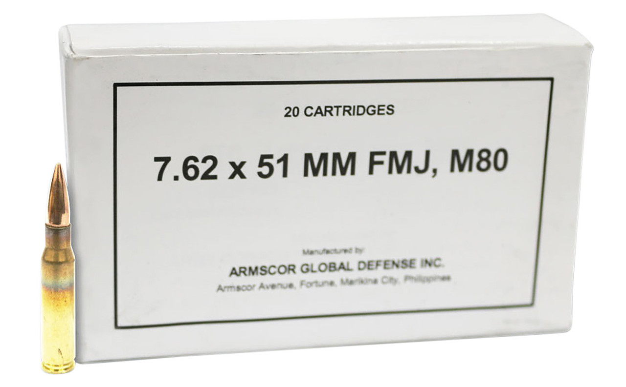 Armscor 50203 Rifle Ammo 7.62x51mm NATO 147 gr Full Metal Jacket (FMJ) 20 Bx/ 25 Cs