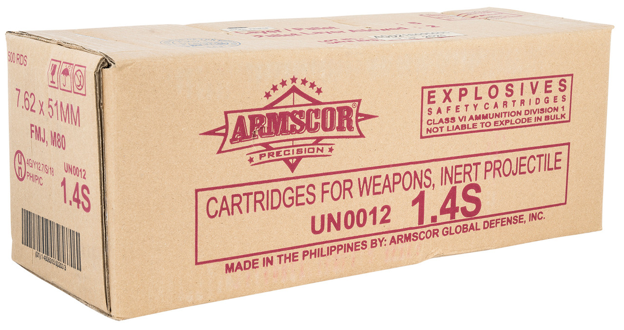 Armscor 50203 Rifle Ammo 7.62x51mm NATO 147 gr Full Metal Jacket (FMJ) 500 Bx/ 1 Cs