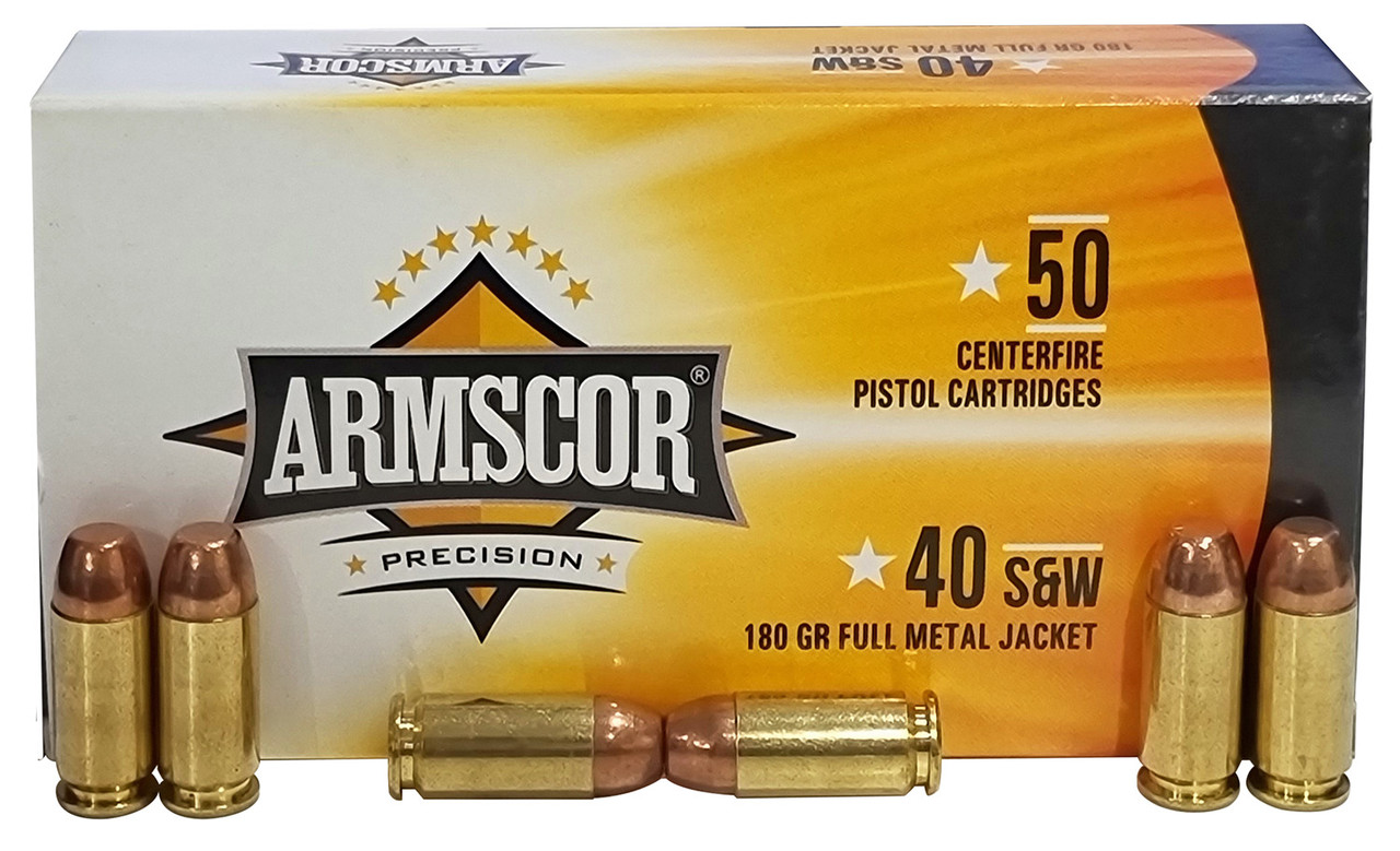 Armscor 50434 Pistol Ammo Copper Plated 40 S&W 180 gr Full Metal Jacket (FMJ) 50 Bx/ 20 Cs