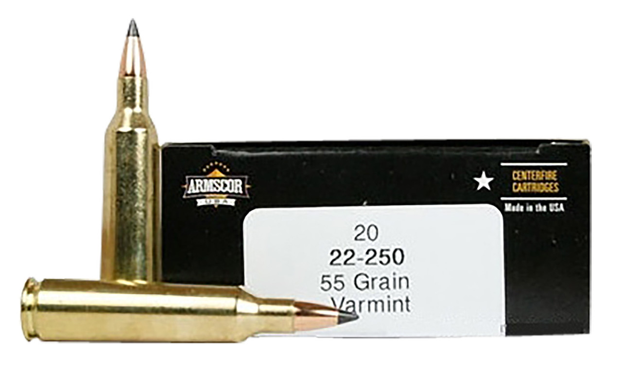 Armscor FAC2225055RV USA 22-250 Rem 55 gr, Varmint 20 Per Box/ 10 Cs