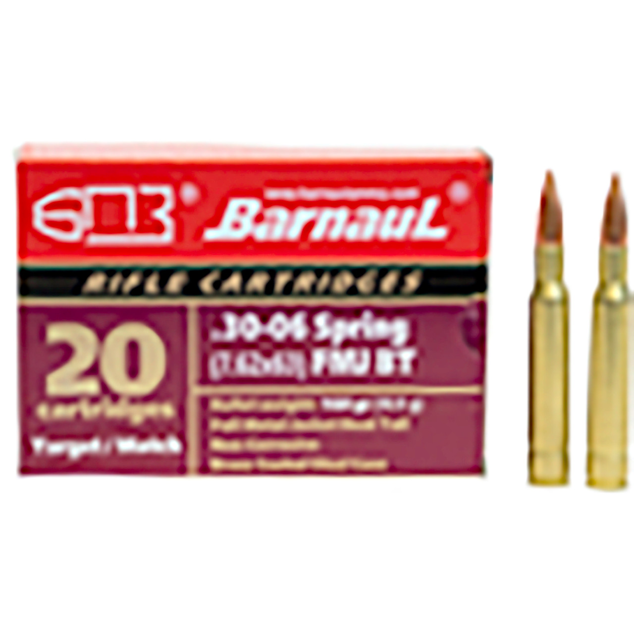 Barnaul Ammo BRN3006SPRFMJBT168 Rifle Ammo 30-06 Springfield 168 gr Full Metal Jacket Boat-Tail (FMJBT) 20 Bx/ 25 Cs