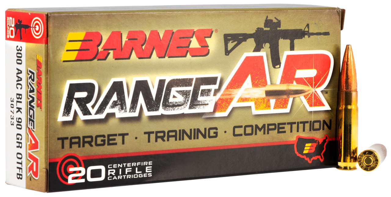 Barnes Range AR .300 Blackout Ammunition 20 Rounds Lead Free OTFB 90 Grains 30733