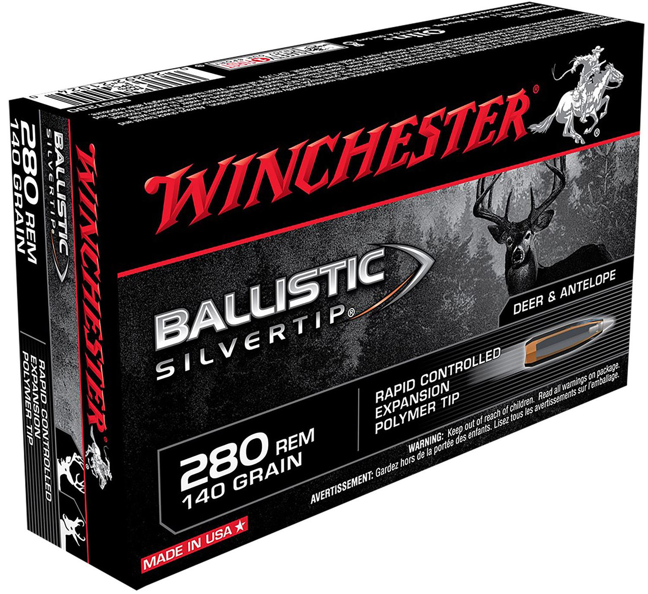 Winchester Ammo SBST280 Ballistic Silvertip 280 Rem 140 gr Rapid Controlled Expansion Polymer Tip 20 Per Box/ 10 Case