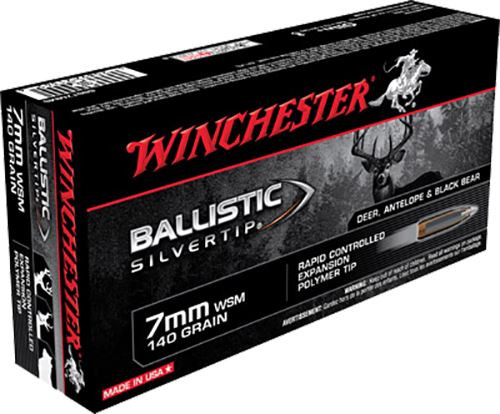 Winchester Ammo SBST7MMS Ballistic Silvertip 7mm WSM 140 gr Rapid Controlled Expansion Polymer Tip 20 Per Box/ 10 Case
