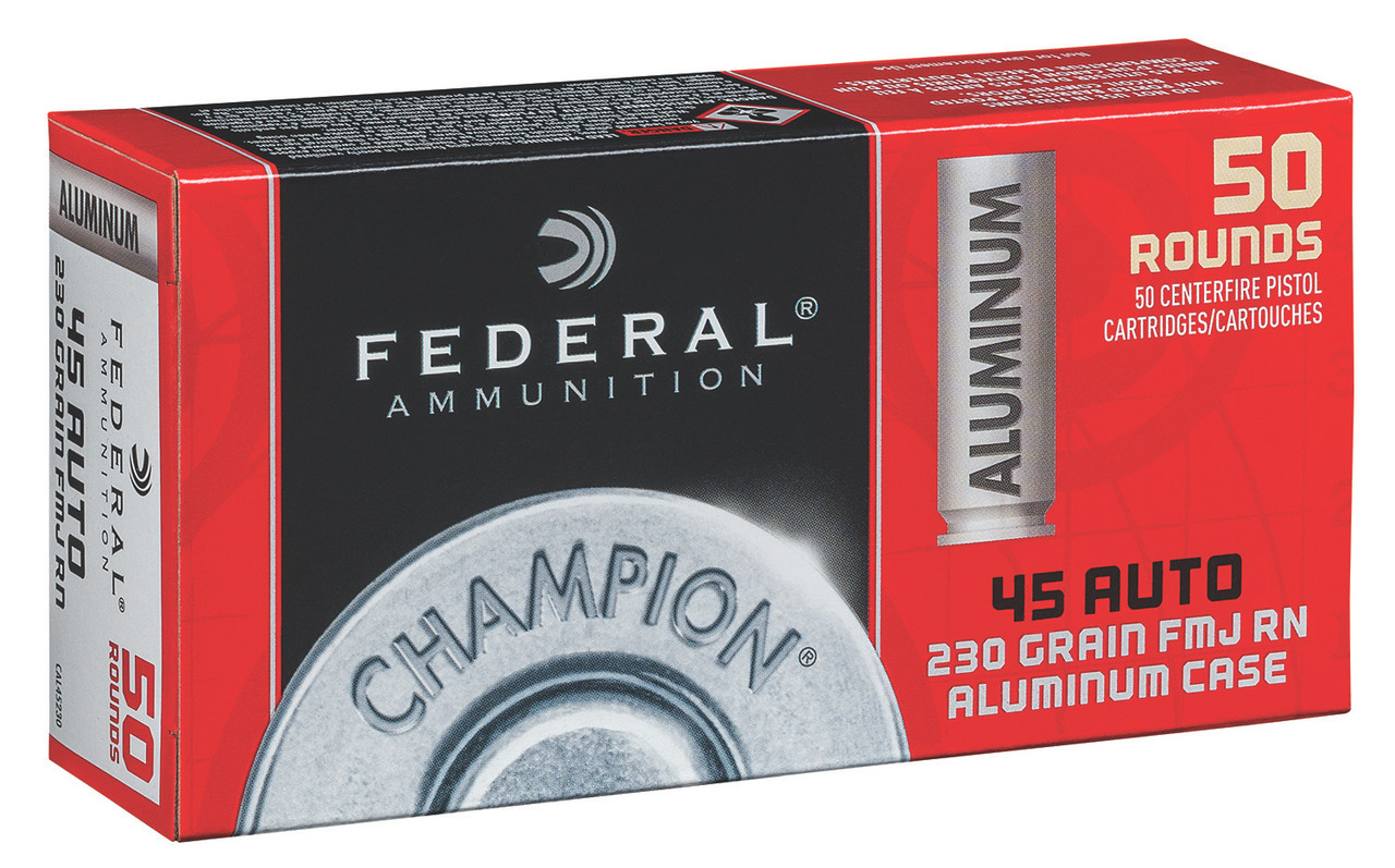 Federal CAL45230 Champion Training 45 ACP 230 gr Full Metal Jacket (FMJ) 50 Bx/ 20 Cs