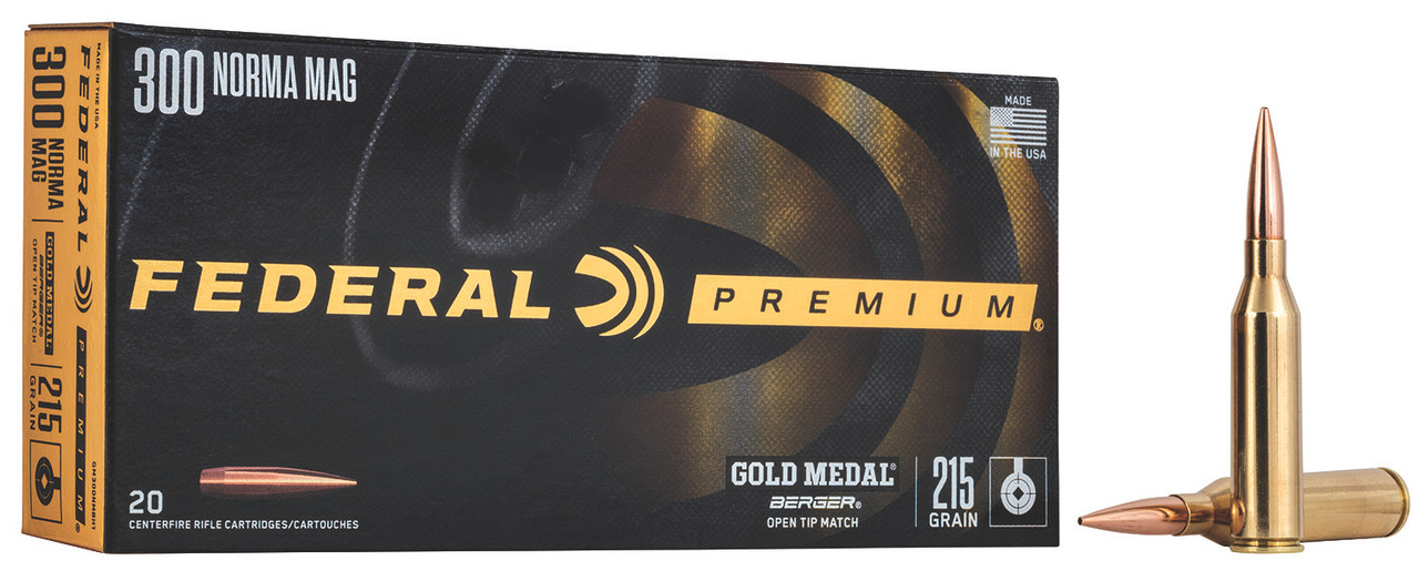 Federal Premium Gold Medal 300 Norma Magnum Ammunition 20 Rounds 215 Grain Berger Hybrid Projectile 3000fps