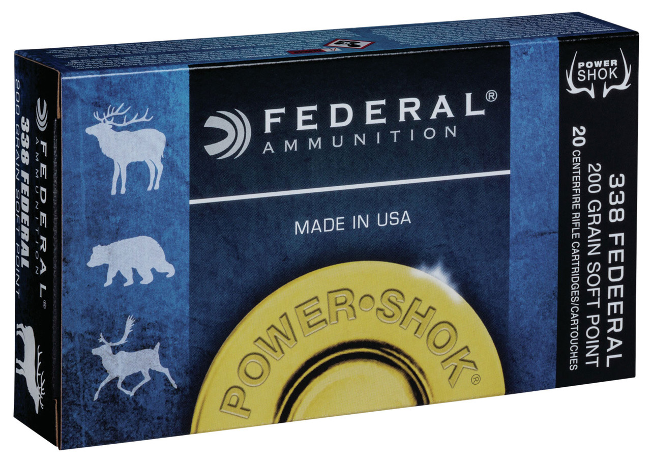 Federal Power-Shok .338 Federal Ammunition 20 Rounds Soft Point 200 Grains 338FJ