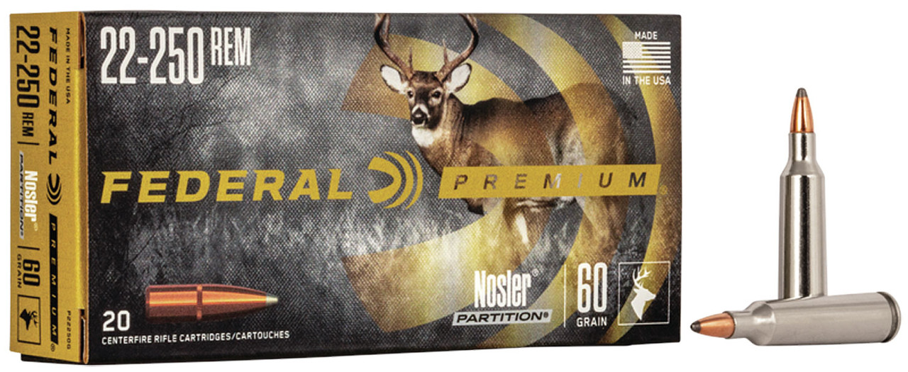 Federal .22-250 Rem Ammo 60gr NP Ammunition - 20 Rounds