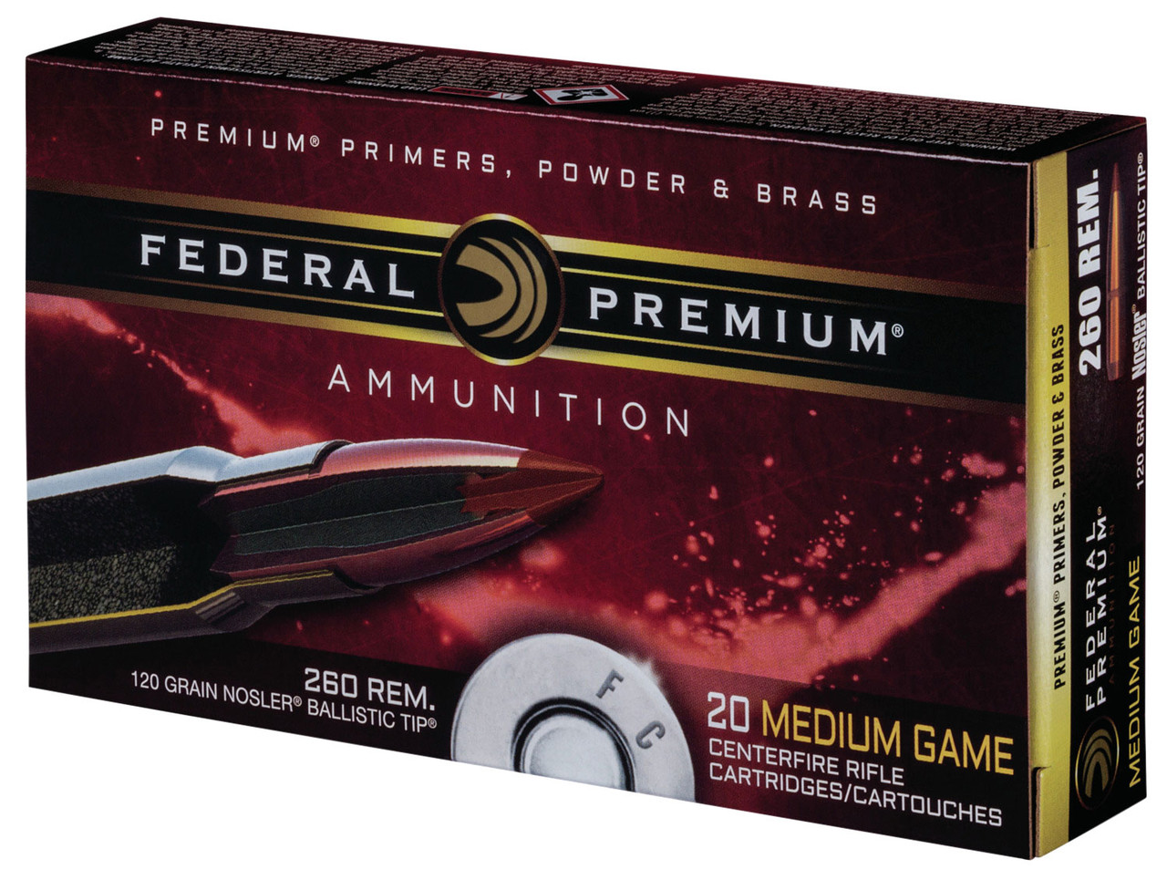 Federal V-Shok .260 Remington Ammunition 20 Rounds Nosler Ballistic Tip 120 Grains P260B