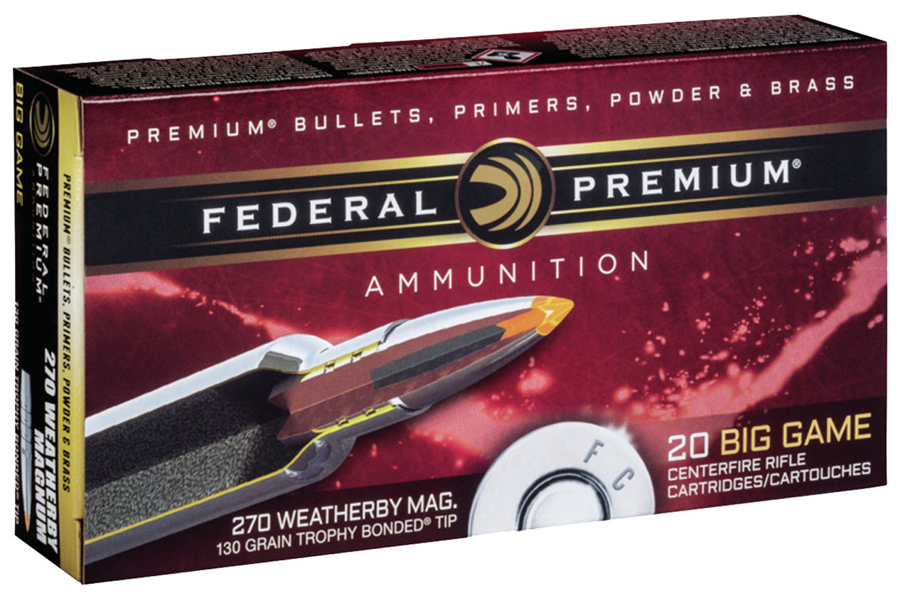 Federal 270 WBY Mag Ammo130gr TBT Ammunition - 20 Rounds