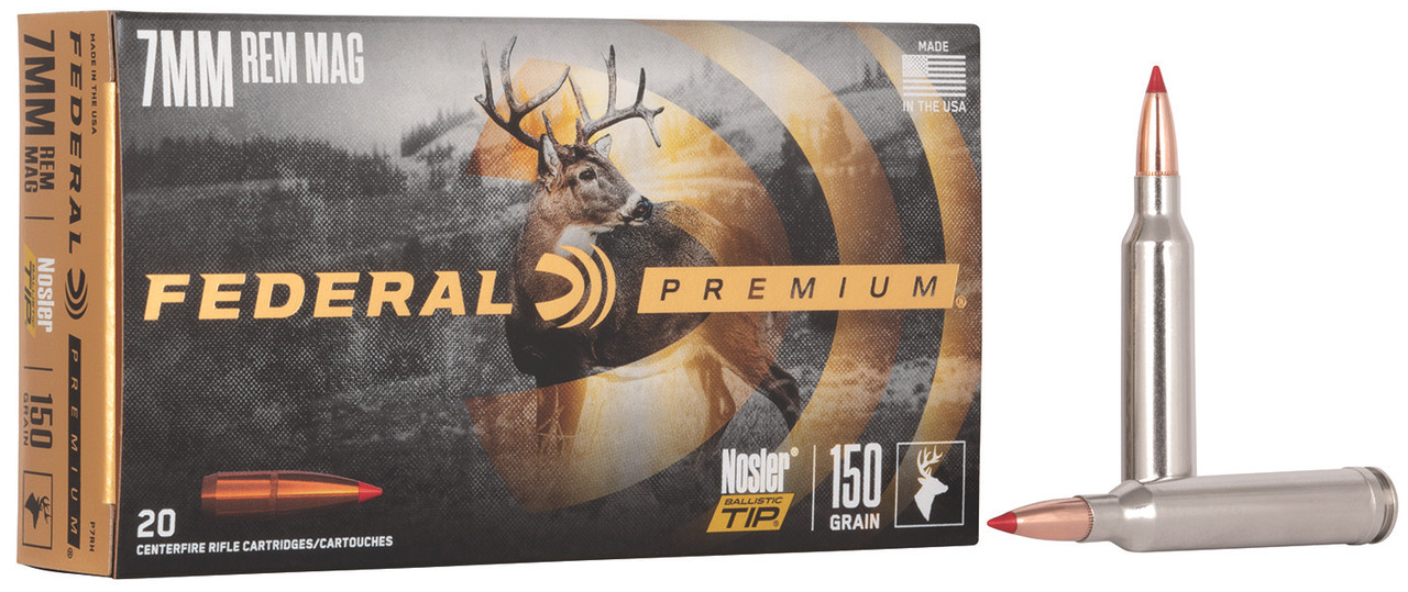 Federal Vital-Shok 7mm Remington Magnum Ammunition 20 Rounds Nosler Ballistic Tip 150 Grains P7RH