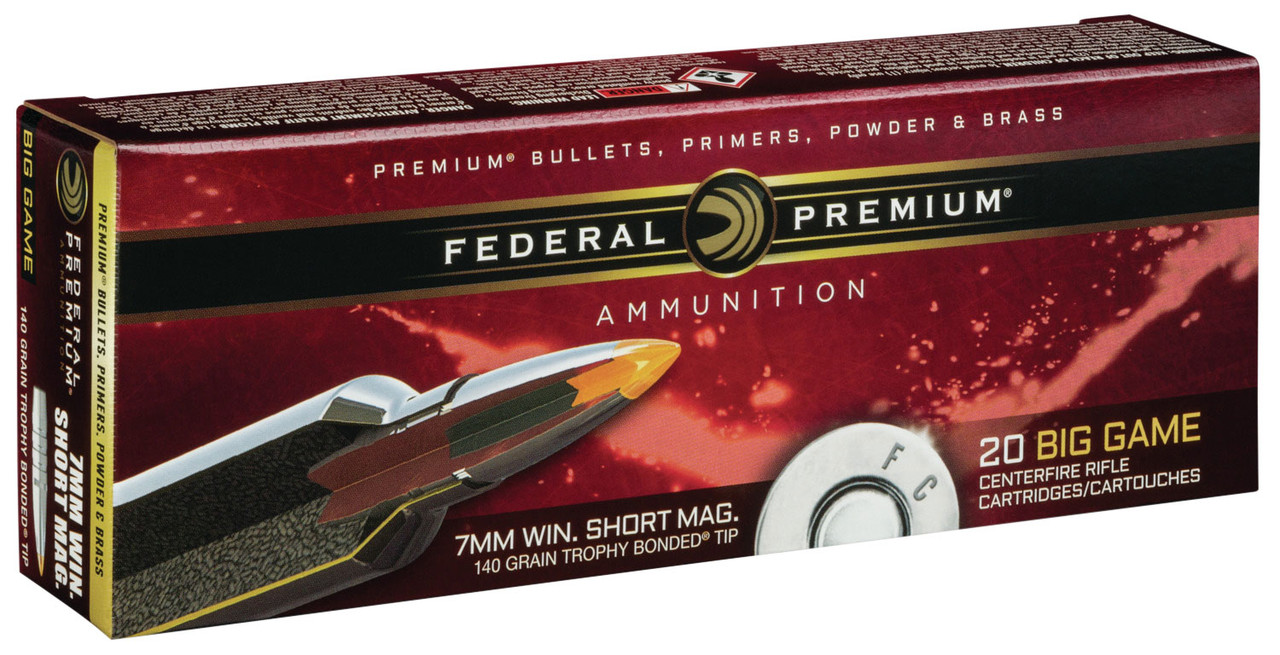 Federal Premium Vital-Shok 7mm WSM Ammunition 20 Rounds 140 Trophy Bonded Tip Bullet 3200fps