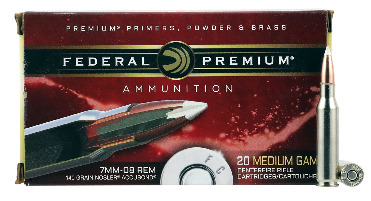 Federal Premium Nosler 7mm-08 Remington Ammunition 20 Rounds 140 Grain Nosler Accubond 2850fps