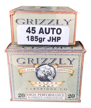 Grizzly Ammo GC45A1 Handgun 45 ACP 185 gr Jacketed Hollow Point (JHP) 20 Bx/ 10 Cs