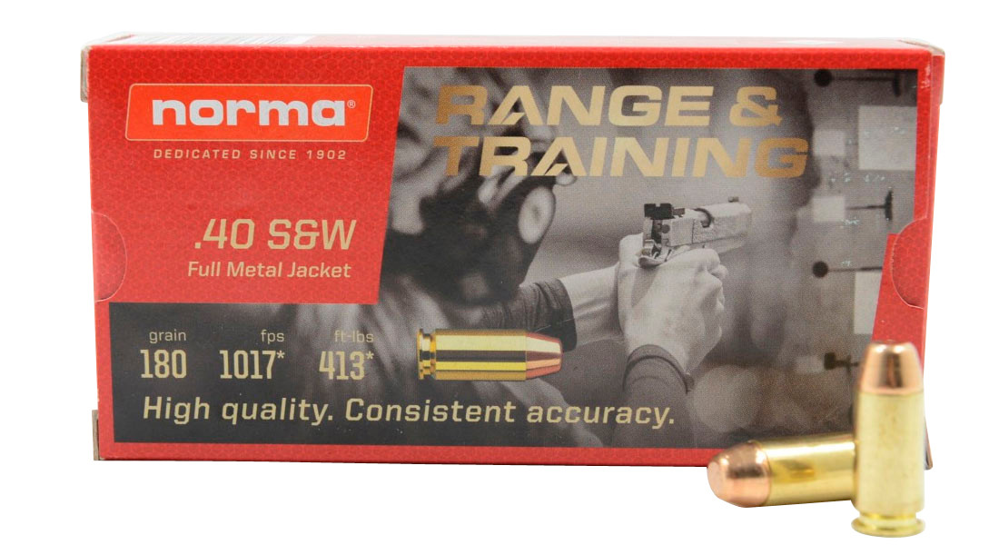 Norma Ammunition (RUAG) 620740050 Range and Training 40 S&W 180 gr Full Metal Jacket (FMJ) 50 Bx/ 20 Cs