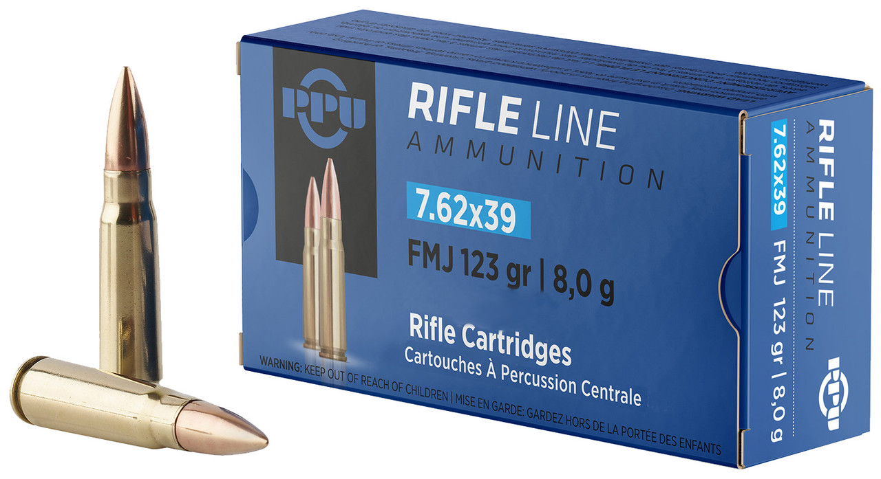PPU PPU76239B840 Metric Rifle 7.62x39mm 123 gr Full Metal Jacket 15 Per Box/ 56 Cs