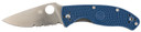 Spyderco C122PSBL Tenacious Lightweight 3.39 in Folding Drop Point Plain 8Cr13MoV SS Bladet Purple Bi-Directional Texturing FRN Handlet Includes Pocket Clip