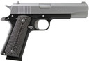 Iver Johnson 1911A1TT 1911 A1 Full Size Frame 45 ACP 8+1 5 Stainless Steel Barrel, Silver Cerakote Serrated Stainless Steel Slide, Black Steel Frame w/Beavertail, Black/Gray G10 Grip, Pistol