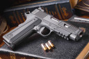 Nighthawk Agent 2 Commander Pistol, 45 ACP, 4.25 in Match Grade, Red Fiber Optic/Heinie Ledge, Smoke Cerakote, 10 Rds