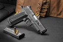 Nighthawk Agent 2 Commander Pistol, 45 ACP, 4.25 in Match Grade, Red Fiber Optic/Heinie Ledge, Smoke Cerakote, 10 Rds