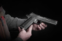 Nighthawk Agent 2 Pistol, 9mm, 5 in Match Grade, Red Fiber Optic/Heinie Ledge, Smoke Cerakote, 10 Rds
