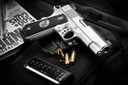 Nighthawk Kestrel Pistol, 45 ACP, 5 in Match Grade, Tritium/Heinie Straight Eight Ledge, Black Nitride, 8 Rds