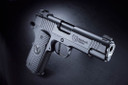 Nighthawk Shadow Hawk Commander Pistol, 45 ACP, 4.25 in Match Grade, Tritium/Heinie Straight Eight Ledge, Black Nitride, 8 Rds