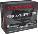 Winchester Ammo W9MMST2 Silvertip 9mm Luger 147 gr Silvertip Jacket Hollow Point 20 Bx/10 Cs