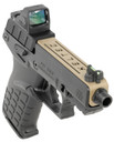 Kel-Tec P17TANBLKOPTIC P17 w/Optic Bundle Sports South Exclusive Compact Frame 22 LR 16+1 3.80 Black Steel Barrel, Tan Cerakote Optic Ready/Serrated Slide, Black Poly Frame w/Pic Rail, Textured Grip, Viridian RFX-11 Green Dot, Rimfire Pistol