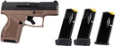 Taurus 1-GX4M931-B GX4 Micro-Compact Frame 9mm Luger 13+1 3.06 Satin Black DLC Stainless Steel Barrel, Black Serrated Alloy Steel Slide, Brown Stainless Steel Frame, Textured Grip, Pistol