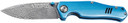 Boker 111101DAM 3.15 Drop Point Damascus Blade Blue Aluminum Handle, Knife