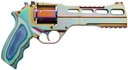 Chiappa 340301 Rhino 60DS Nebula 357 Mag Caliber with 6 Pic Rail/Vent Rib, 6rd Capacity Cylinder, Overall Rainbow PVD Metal Finish & Blue Laminate Grip, Revolver
