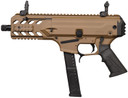 Gforce BLADE6-FDE Blade6 9mm Luger 33+1 6 Black QPQ Steel Barrel, Flat Dark Earth Anodized Pic Rail Receiver, Rear Pic Rail Brace Mount, Forend Charge Handle/Slap Handle for Bolt Release, Black Poly Grip, Tactical Pistol