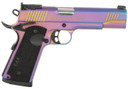 Girsan 391091 MC1911 Full Size Frame 45 ACP 8+1 5" Stainless Bull BBL, Multi Color PVD Coating Serr Steel Slide, Multi Color PVD Coating Steel Frame w/Beavertail, Black Textured Grip,Pistol
