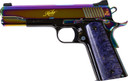 Cnc Firearms CNCGALAXY1911 Kimber 1911 Galaxy 45 ACP 7+1 5" Polished Rainbow PVD Engraved "The Galaxy"/Serr Slide, Purple Maple Burl Grip,Pistol