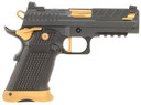 Fusion Firearms XP9BLKG10 XP Pro 9mm Luger 10+1 4" Gold Bull BBL, Black Steel Optic Cut/Serr/Vent Cut Slide, Black w/Gold Accents Steel Frame w/Pic Rail, Black Alum Grip, RMR Footprint,Pistol
