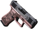 Glock UX4350204FRNGLRGSlim Sub-Compact Frame 9mm Luger 10+1 3.41" Black GMB BBL Black w/White Scroll Cerakote, Serr Steel Slide Rose Gold Lace w/Rose Cerakote Polymer Frame & Grip,Pistol