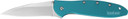 Kershaw 1660TEAL Leek 3 in Folding Drop Point Plain Bead Blasted 14C28N Steel Blade Teal Anodized Aluminum Handle Includes Pocket Clip, Knife