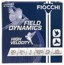 Fiocchi 20HV75 Field Dynamics High Velocity 20Gauge 2.75 in 1oz 7.5Shot 25 Per Box/10 Case, Shotgun Shells