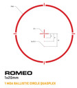 Sig Sauer Electro-Optics SOR43022 Romeo4S Graphite 1 x 20 mm 1 MOA Red Ballistic Circle Quadplex/65 MOA Circle, Red Dot Sight