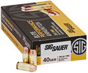 Sig Sauer E40SB250 Elite Ball 40S&W 180gr Full Metal Jacket 50 Per Box/20 Case Centerfire, Handgun Ammunition